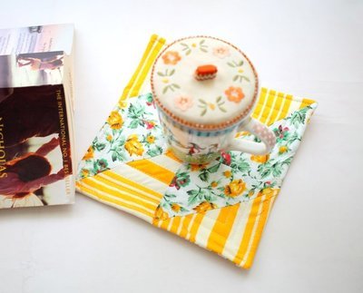 Handmade Patchwork Trivets - Yellow and Green Mug Rugs