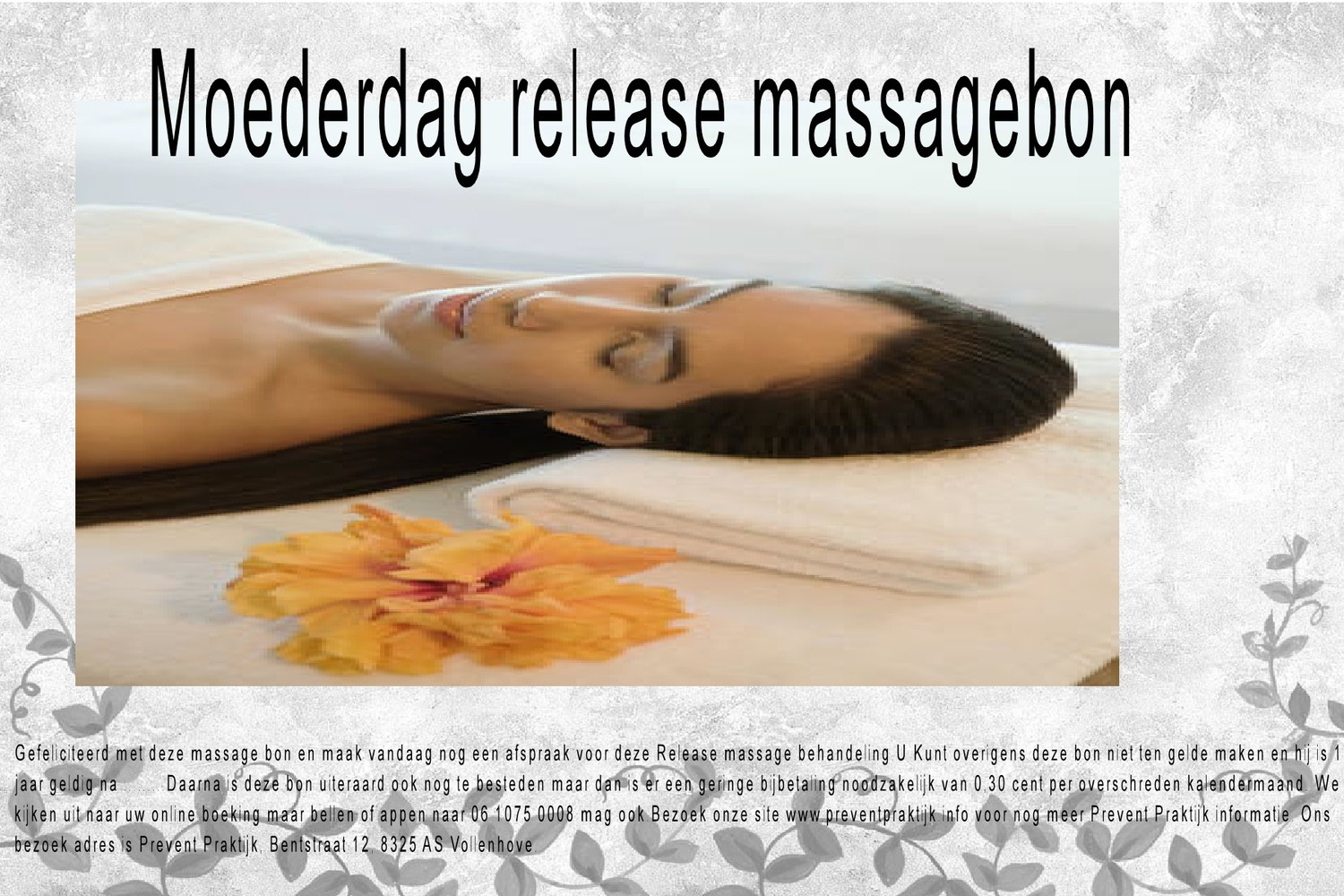 Body stress release massage bon 
             (MOEDERDAG).