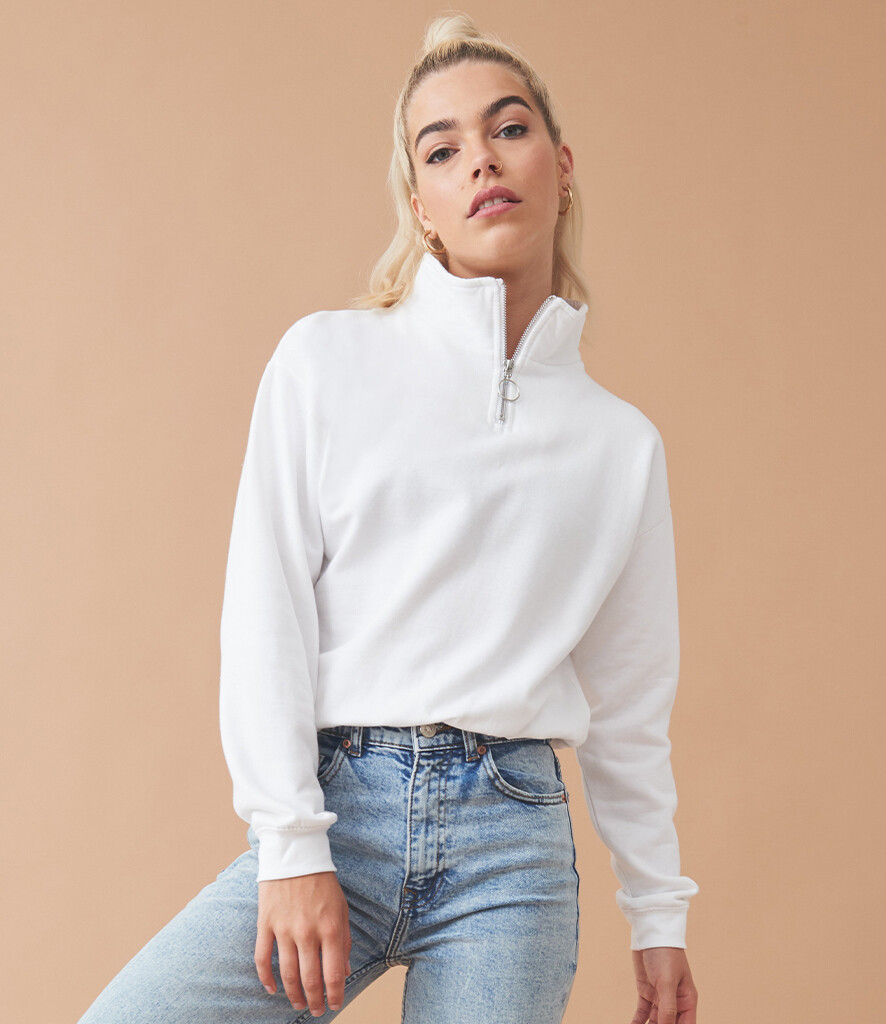 Ladies Cropped 1/4 Zip Sweatshirt