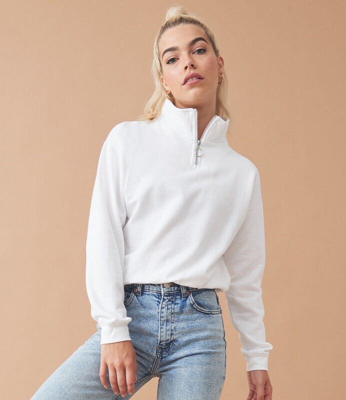 Ladies Cropped 1/4 Zip Sweatshirt