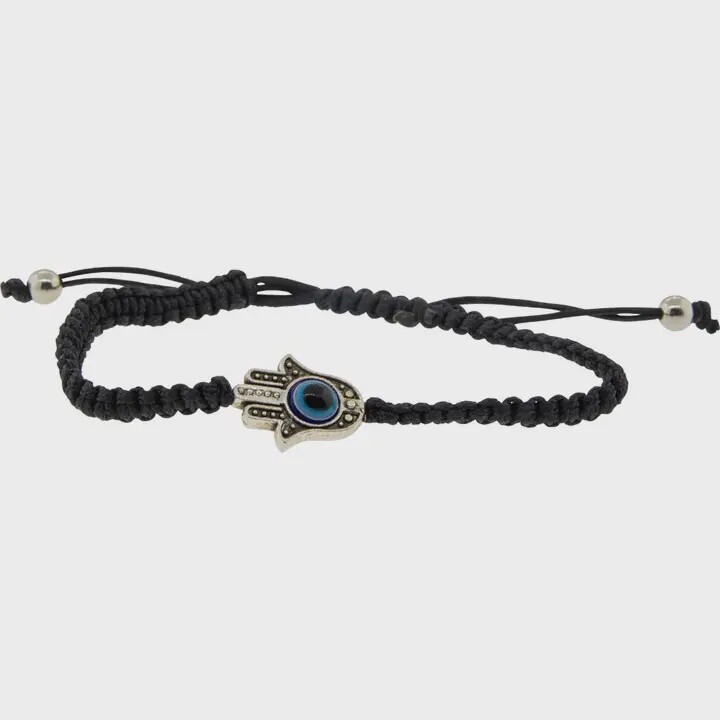 Hamsa Hand Evil Eye Bracelet Black