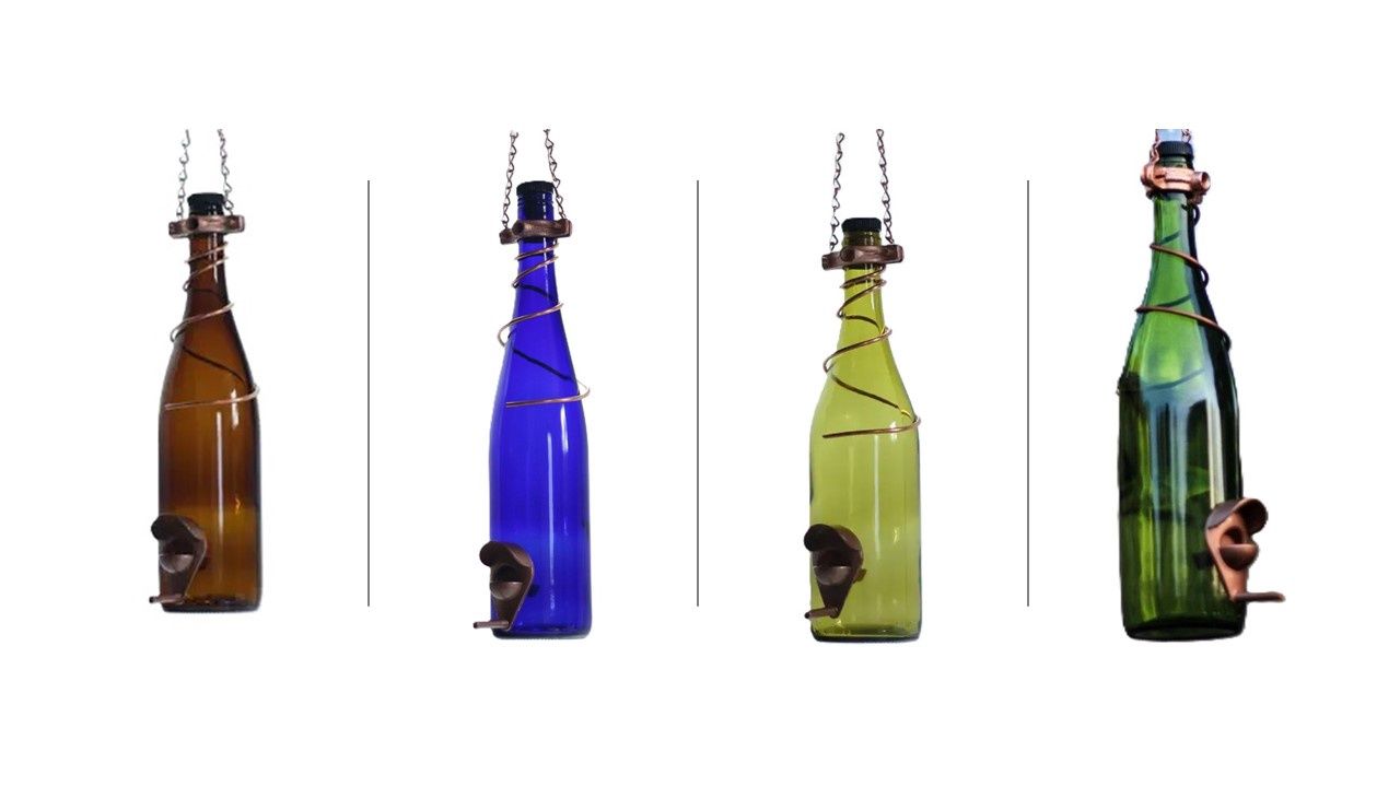Glass Wine Bottle Bird Feeder