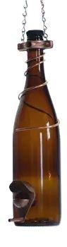 Glass Wine Bottle Bird Feeder, Color: Amber