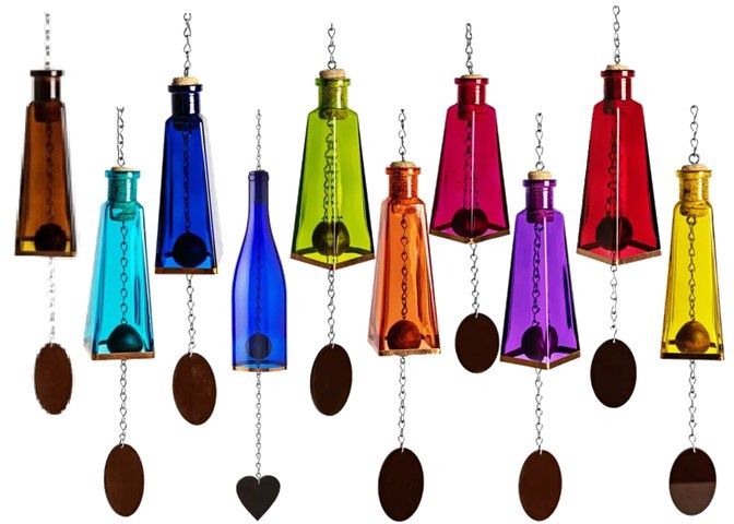 Glass Pyrmaid Bottle Wind Chimes