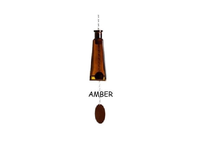 Glass Pyrmaid Bottle Wind Chimes, Color: Amber