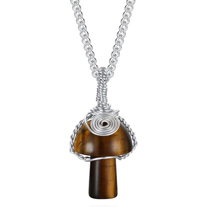 Tiger Eye Mushroom Necklace