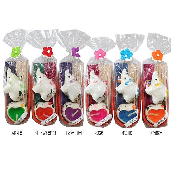 Elephant Incense Holder &amp; Heart Candle