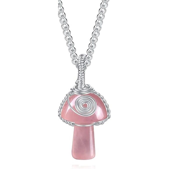 Rose Quartz Mushroom Necklace