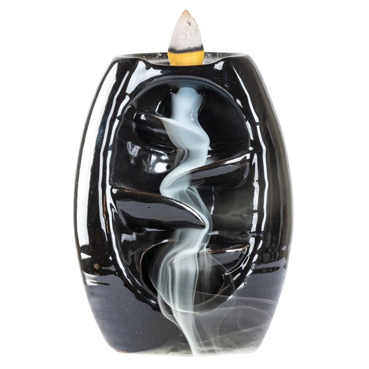 Waterfall Backflow Burner Small, Color: Black