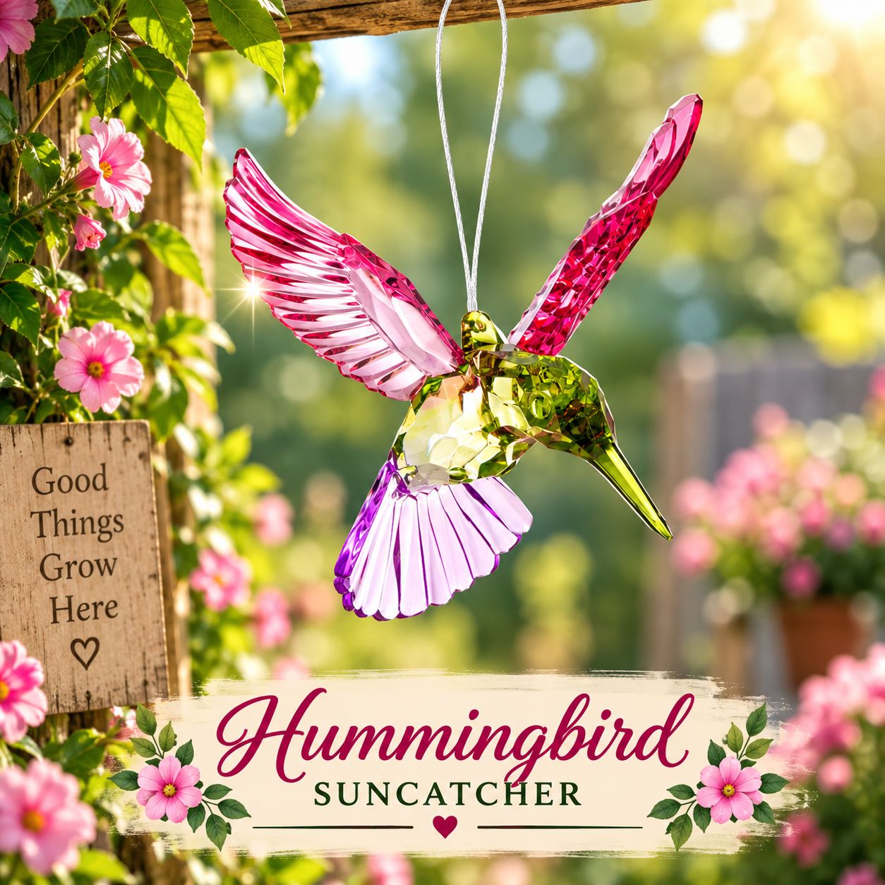 Hummingbird Meadow, Color: Red/Green/Purple