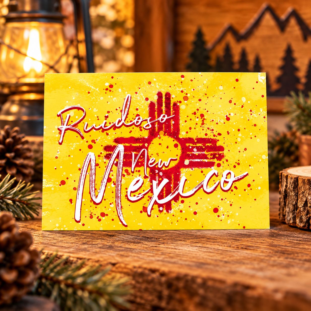 PC New Mexico State Flag Abstract Watercolor