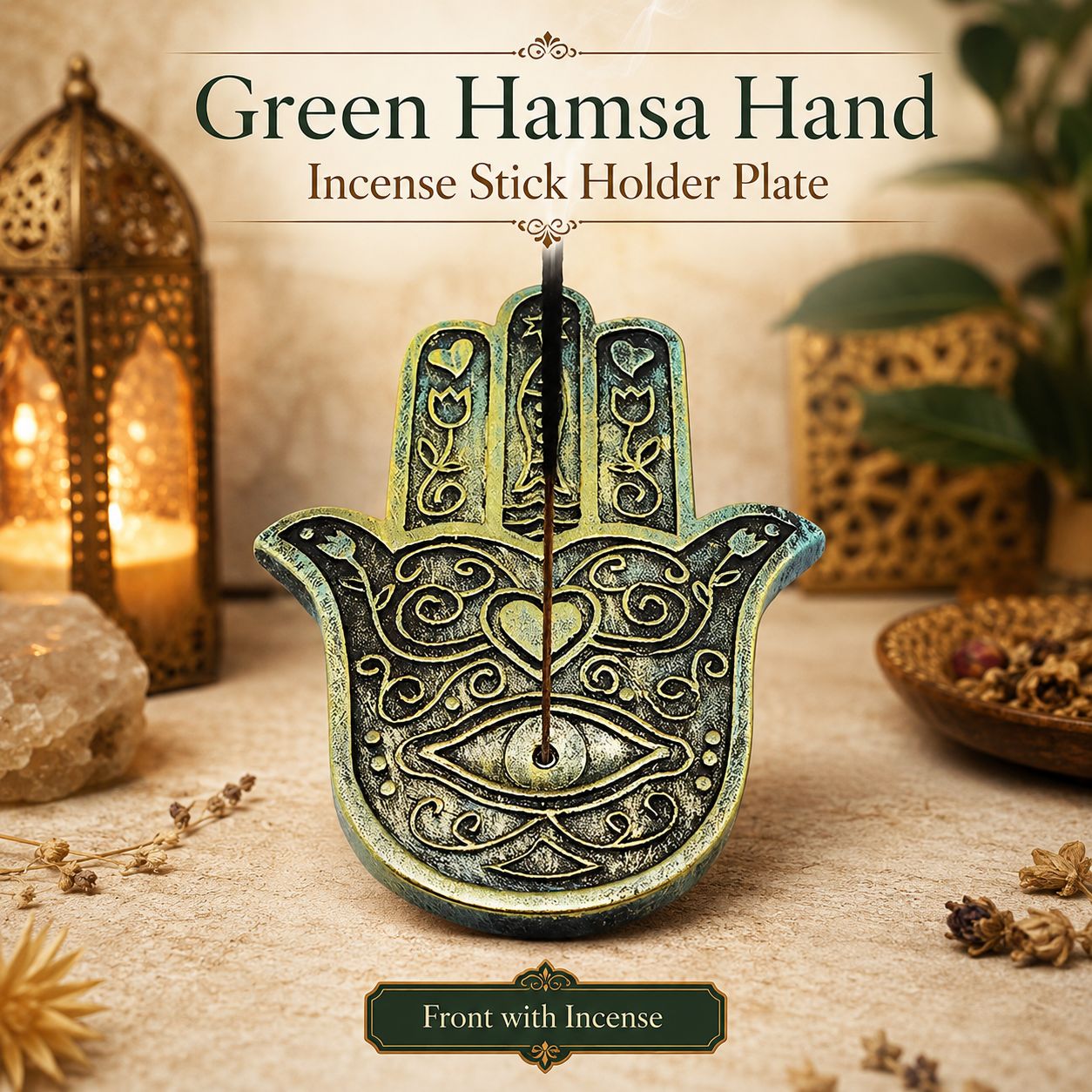 Hamsa Hand Green Flat Burner