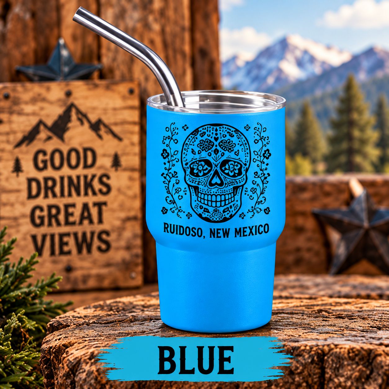 Tumbler Sugar Skull, Color: Blue
