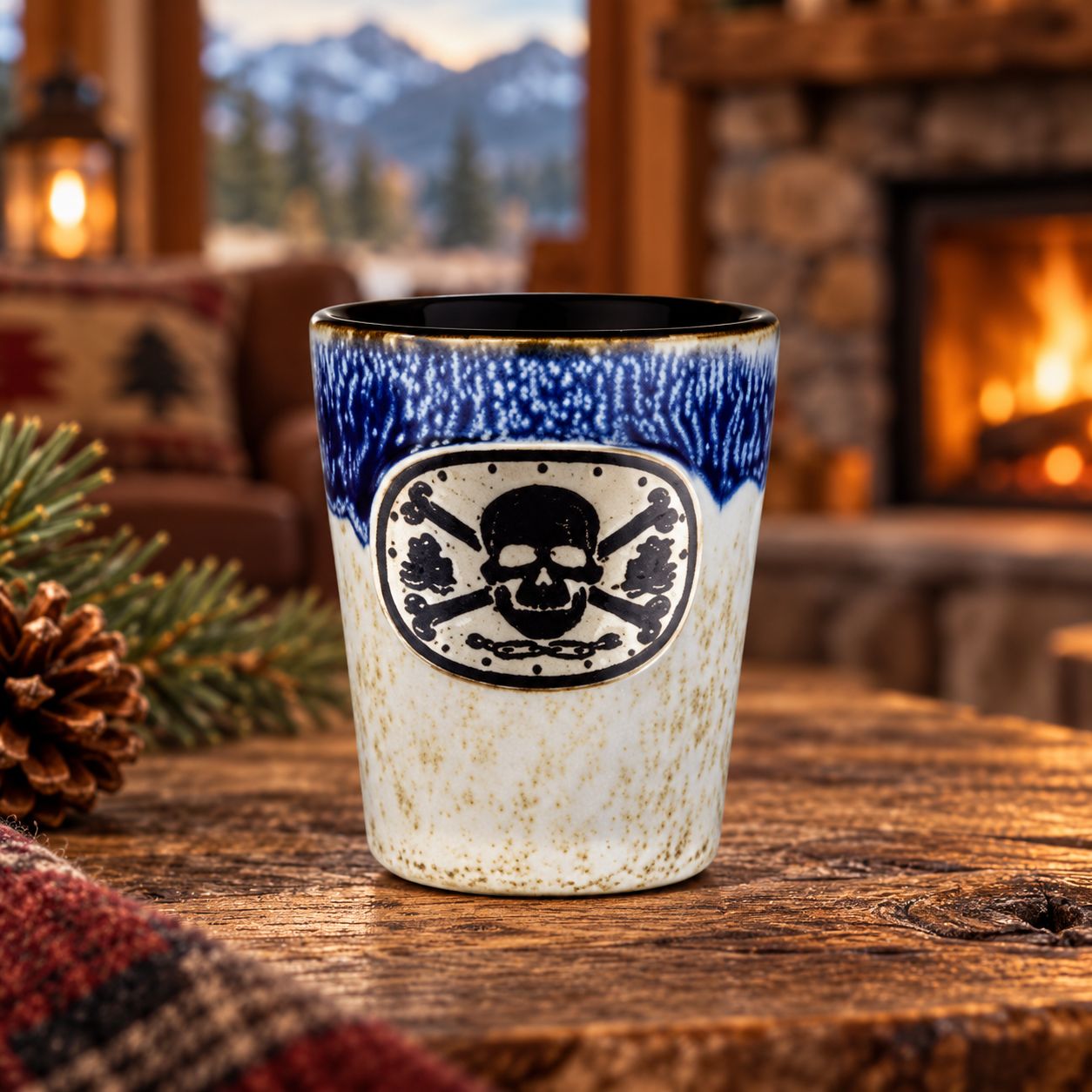 Shot Glass Pirate Ceramic, Color: Blue