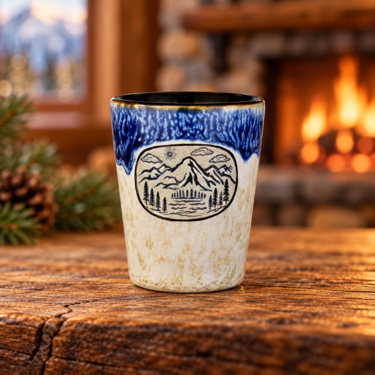 Shot Glass Mountain Ceramic, Color: Blue