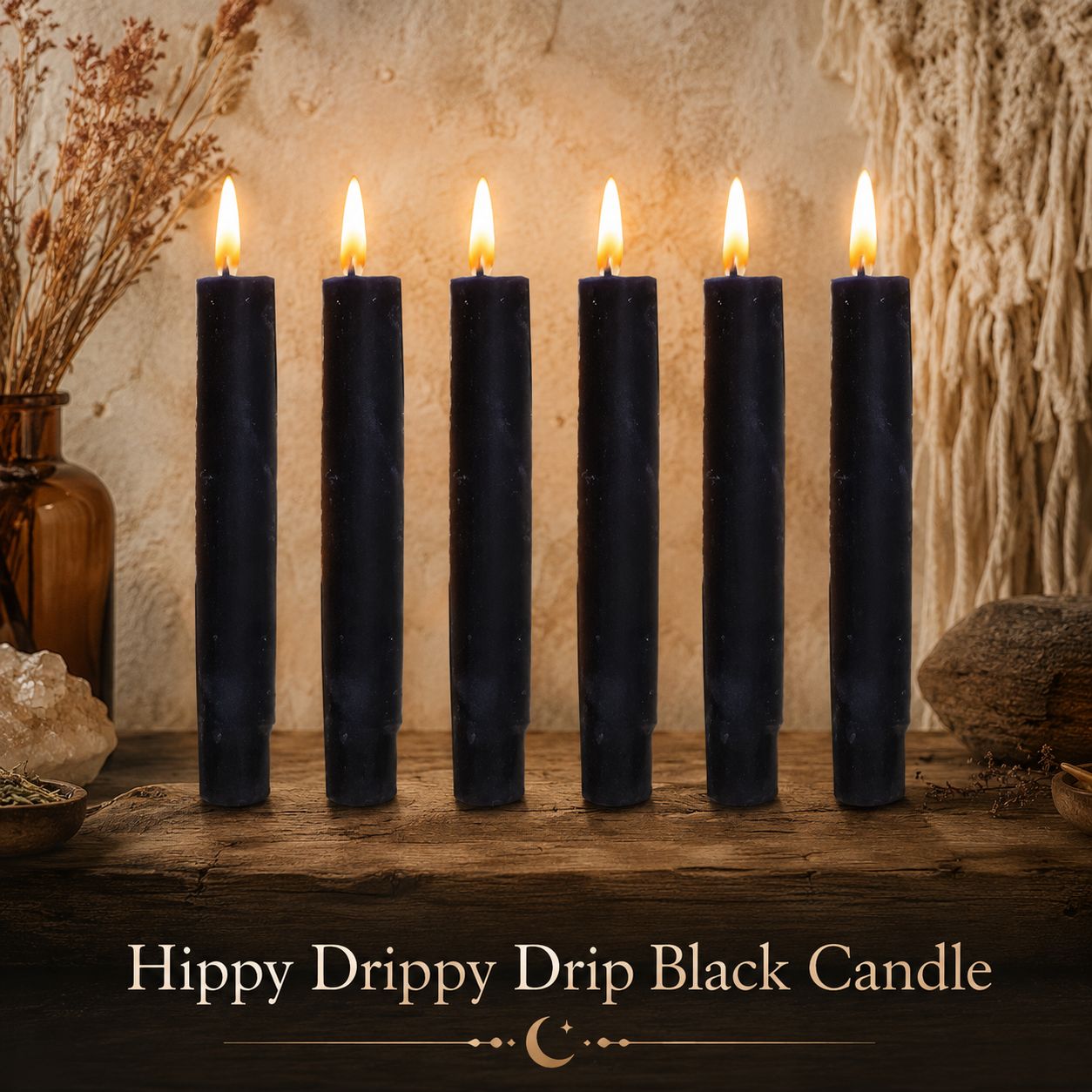 Hippy Drippy Drip Black Candle