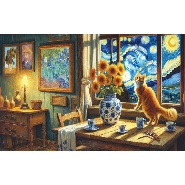 Van Gogh The Cat on a Starry Night