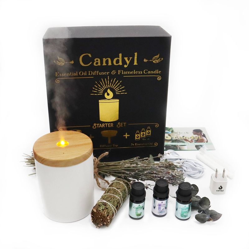 Candle Diffuser Starter Set with 3 Essential Oils