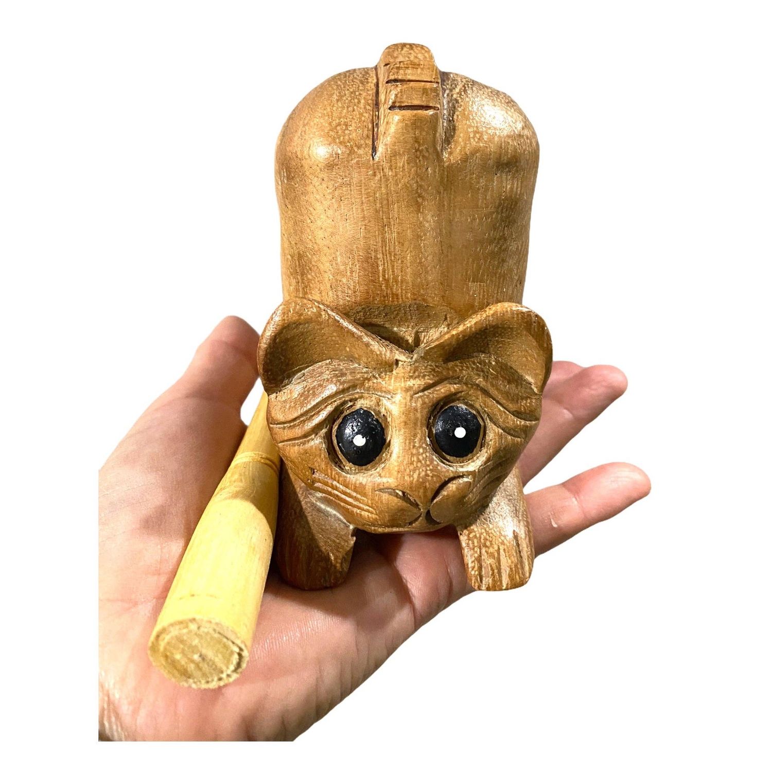 Musical Wooden Cat Percussion Whistle Instrument, Style: Medium Wooden