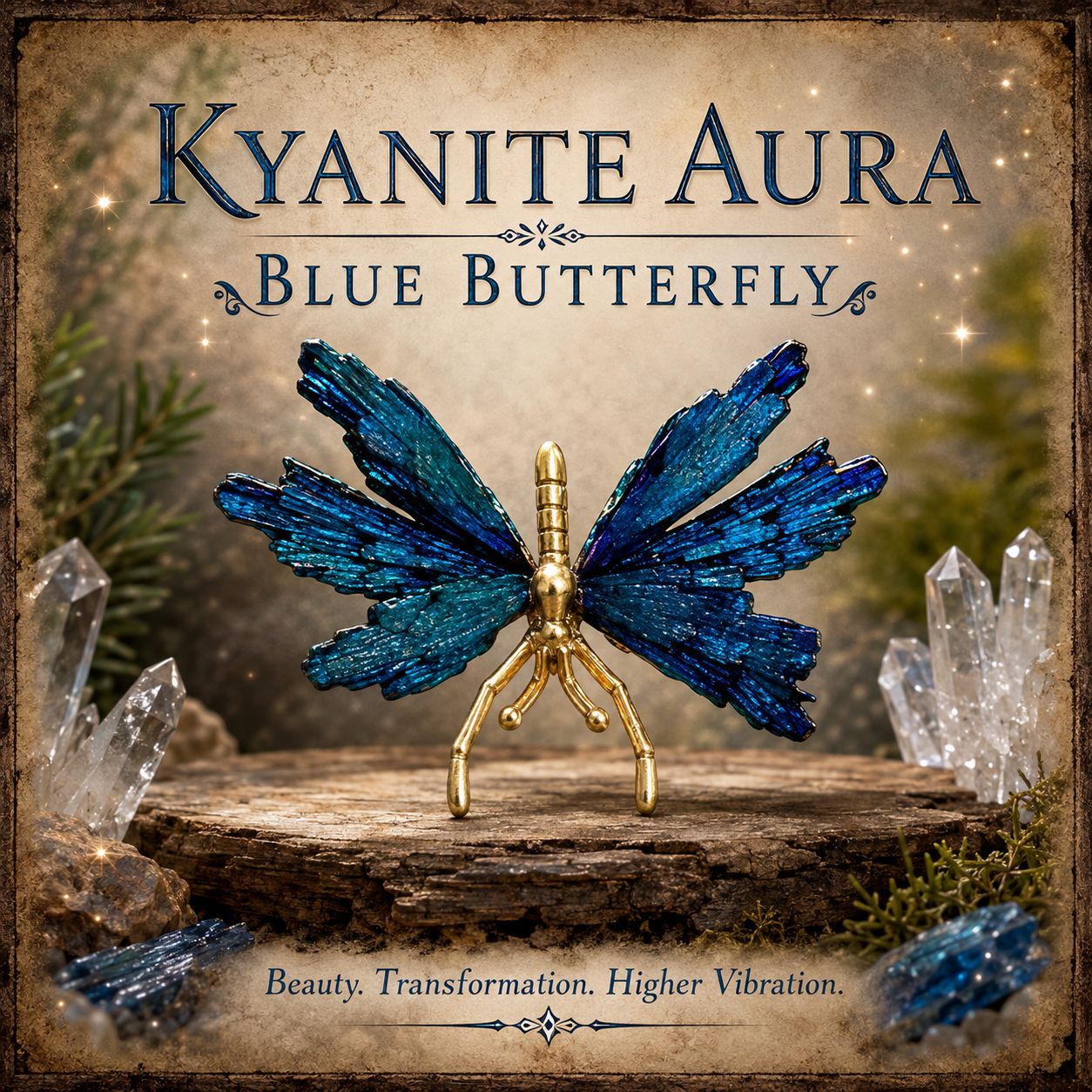 Kyanite Butterflies &amp; Dragonflies, Animal: Butterfly, Base Color: Aura Blue