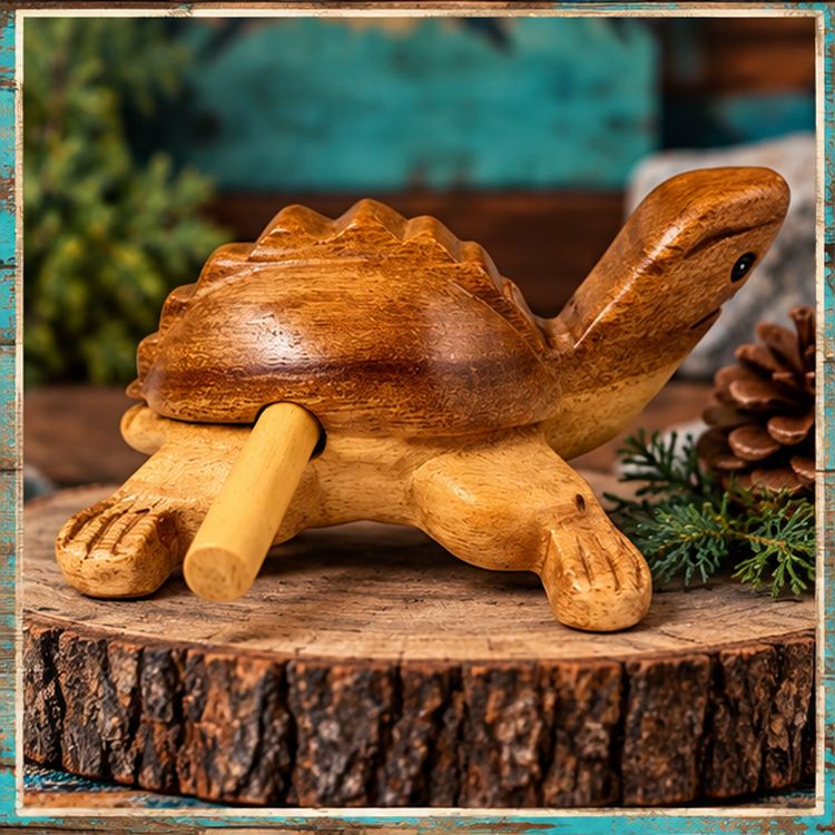 Medium 3.0 inch Wooden Turtle Percussion