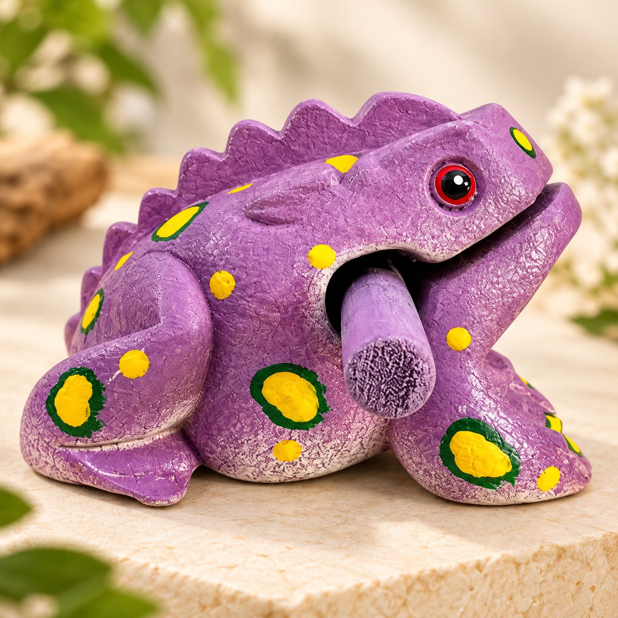 Medium 3.0 inch Wooden Dart Frog, Color: Lavender