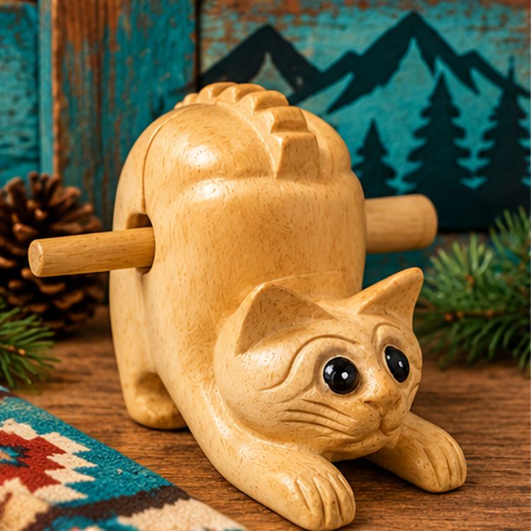 Medium 3.0 inch Wooden Cat Percussion Whistle