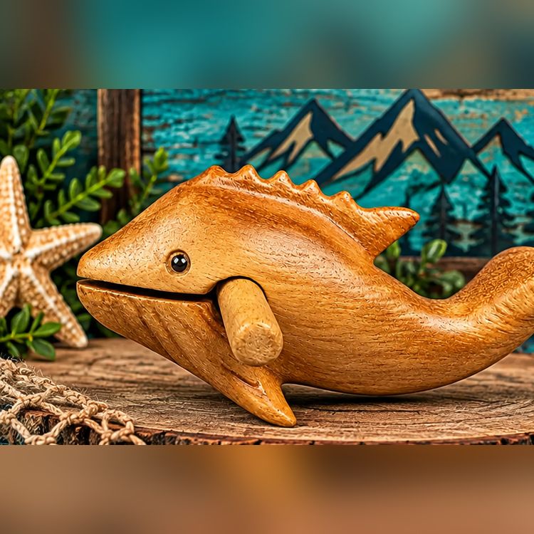 Small 1.6 inch Wooden Dophin Percussion Whistle