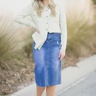 Remi Raw Hem Light Wash Midi