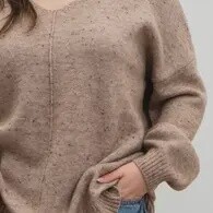 V-Neck Speckled Knit Sweater