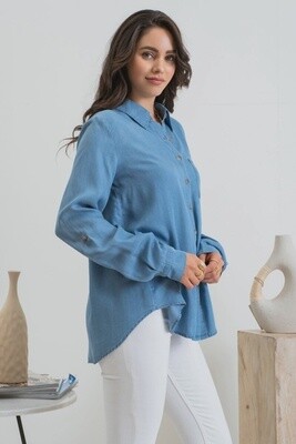 Long Sleeve Tab Chambray Button Up