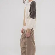 Diagonal Colorblock Knit Sweater