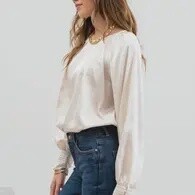 Long Buttoned Bishop Sleeve Top