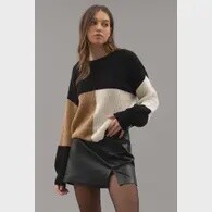 ColorBlock Back Tie Knit Sweater2