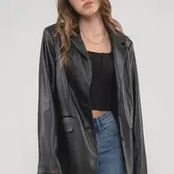 Notch Collar Leather Blazer