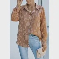 Colloral Neck Floral Textured Shirt