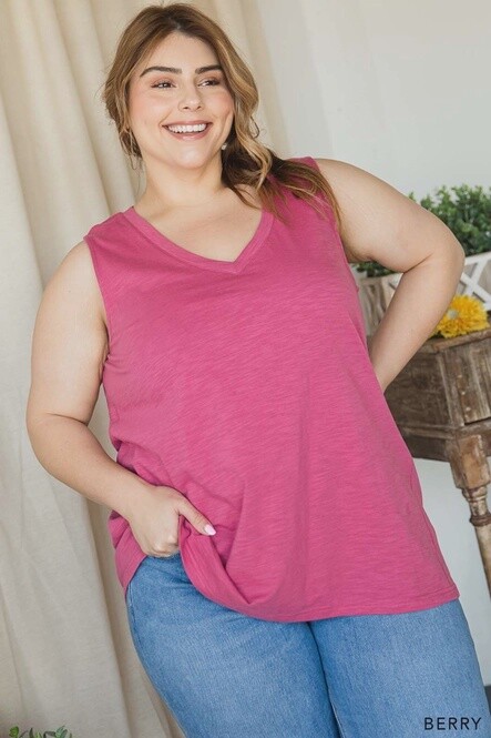 Women&#39;s Contrast Tank Top - Berry