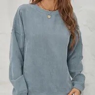 Corduroy Sweater Casual Round Neck