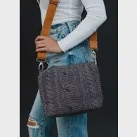 Gray Cable Knit Crossbody