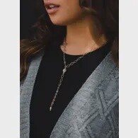 Gold &amp; Gray Lariat Necklace
