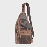 Buffalo Leather Crossbody Bag - Cognac