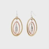 Mixed Metal Oval Earrings