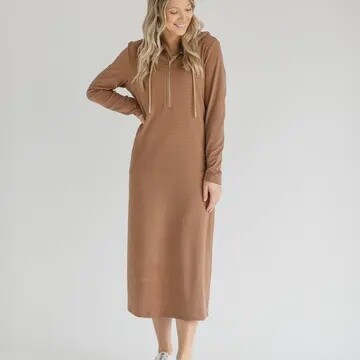 Cayla Striped Hooded Midi Dress