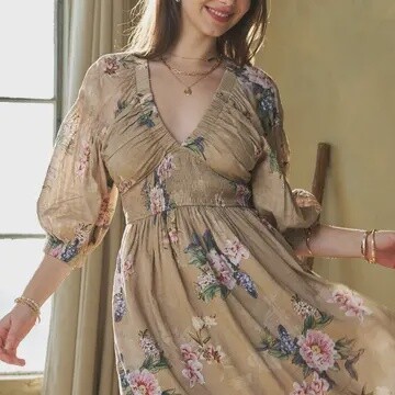 Garden floral smocked waist maxi