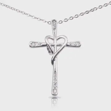 Cross Heart Necklace Silver