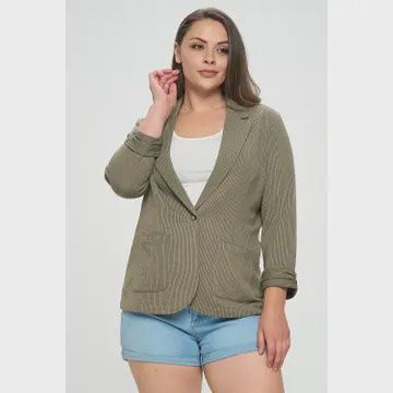 Shirred Sleeve Textured Blazer