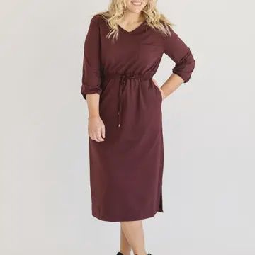 Ashley Long Sleeve Stretch Waist Midi Dress