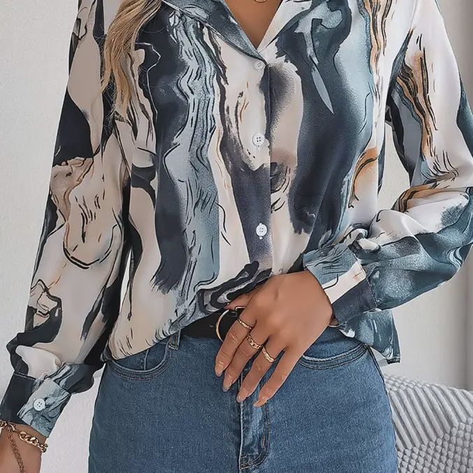 Abstract Collar-Button-up