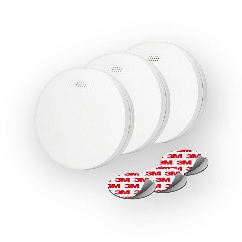 3-pack rookmelders 10 jaar + magneetplaten voor montage