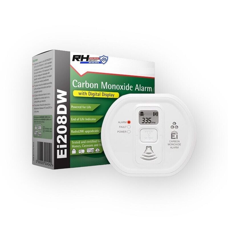 Koolmonoxidemelder batterij met scherm Ei 208DW